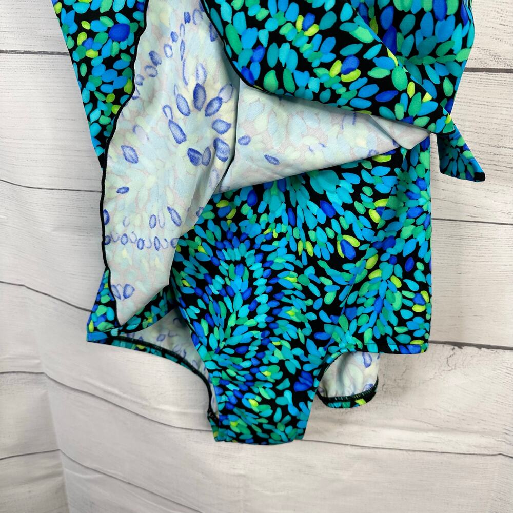Maxine of Hollywood Womens size 12 Paisley One Piece Swimsuit Blue mm28k31s - Picture 3 of 6